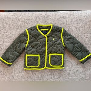 Polo Ralph Lauren Olive Jacket with Neon Trim